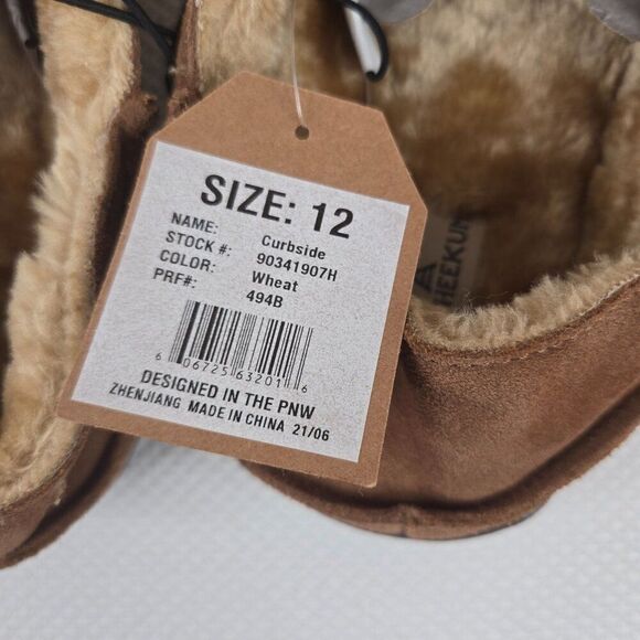 Staheekum Mens Size 12 Curbside Slippers Wheat Brown Leather Faux Fur Lining - Picture 6 of 6